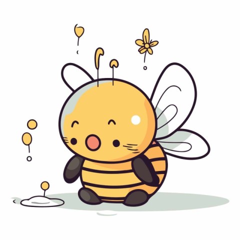 Cute cartoon bee isolated on a white background.