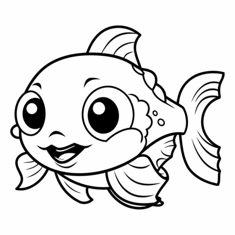 Coloring Page Outline Of Cartoon Fish.