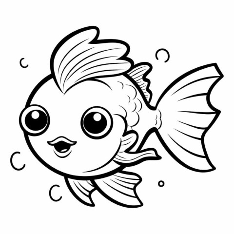 Coloring Page Outline Of cute cartoon fish.