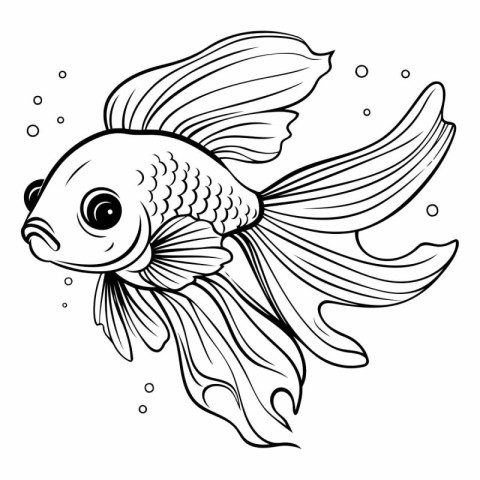 Goldfish. Black and white illustration for coloring book or page