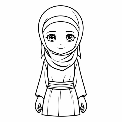 Cute muslim girl cartoon vector illustration graphic design vect