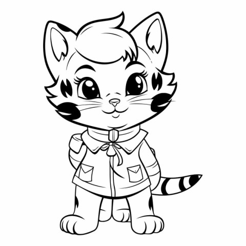 Illustration of a Cute Little Baby Kitten Cartoon Character for