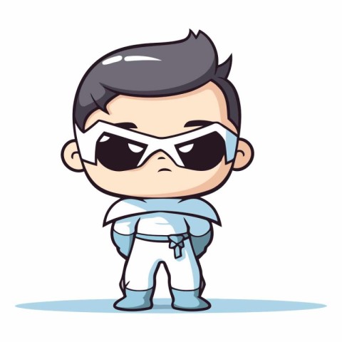 Cute Boy Wearing Superhero Costume - Cartoon Vector Illustration