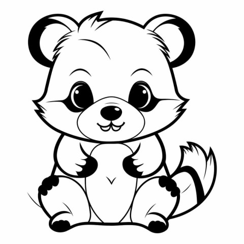 Black and White Cartoon Illustration of Cute Teddy Bear Animal C