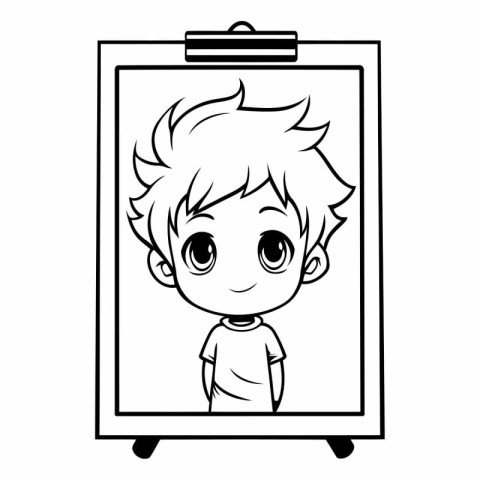 cute little boy in photo frame vector illustration design vector