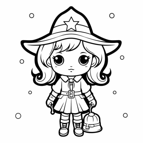 Coloring book for children: Pirate girl in costume.