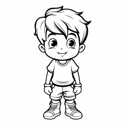 Cute Little Boy Cartoon Mascot Character Vector Illustration.