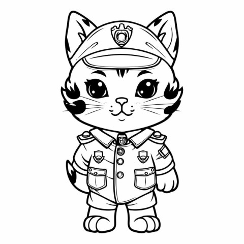 Coloring book for children: Cat in police uniform