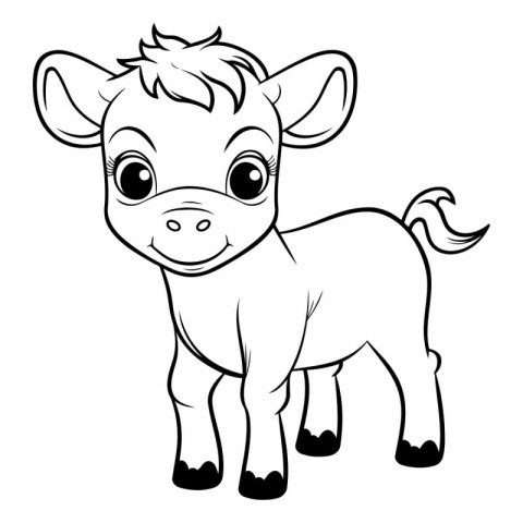 Coloring Book for Kids: Coloring Page Outline of a Cute Baby Cow