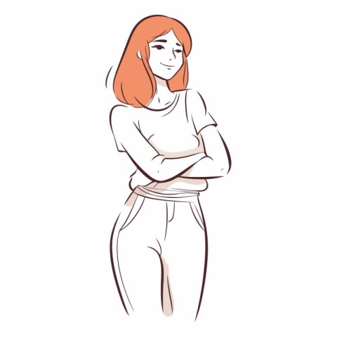 Beautiful red-haired woman in casual clothes.