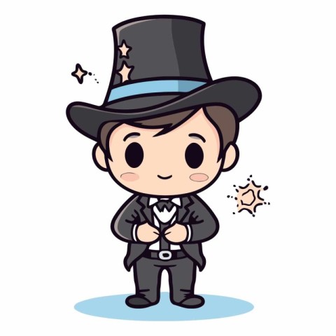 Magician Man - Cute Cartoon Vector IllustrationÃ¯Â»Â¿