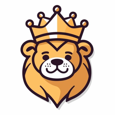 Lion head with crown. Lion head logo. Lion head vector icon