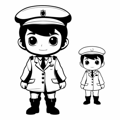 Illustration of a boy and a girl in uniform on a white backgroun