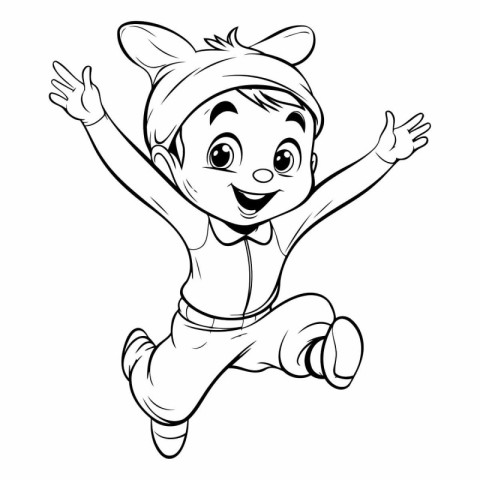 Funny little boy jumping. sketch for your design