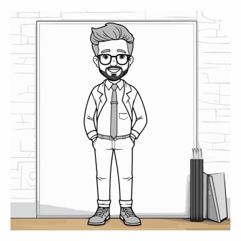 Hipster man standing in front of the mirror.