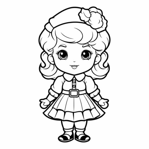 Coloring Page Outline Of Cartoon Cute Little Girl Vector Charact