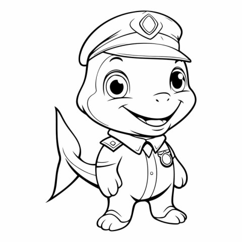 Coloring Page Outline of a Cute Cartoon Policeman.