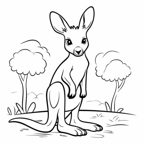 Coloring Page Outline Of Kangaroo Animal Cartoon Vector Illustra