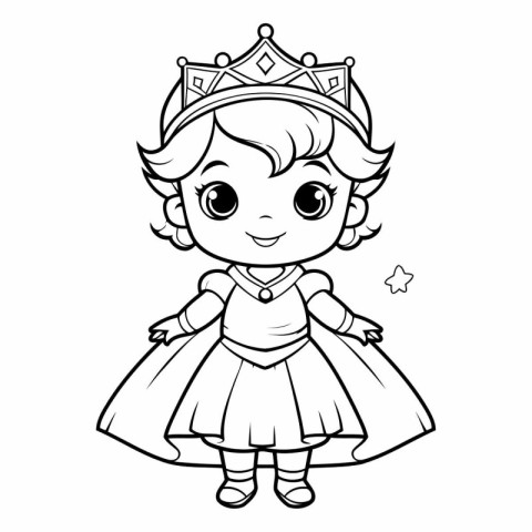 Coloring Page Outline Of cartoon princess wearing a crown.