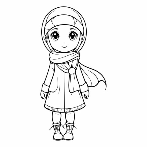 Cute little muslim girl in traditional clothes.