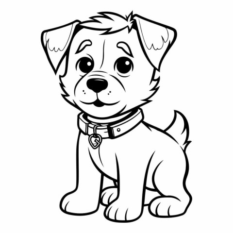 Cute puppy on a white background for coloring book.