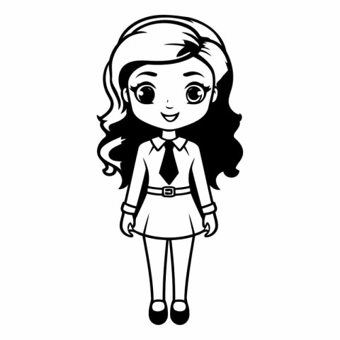 cute little student girl character vector illustration designico