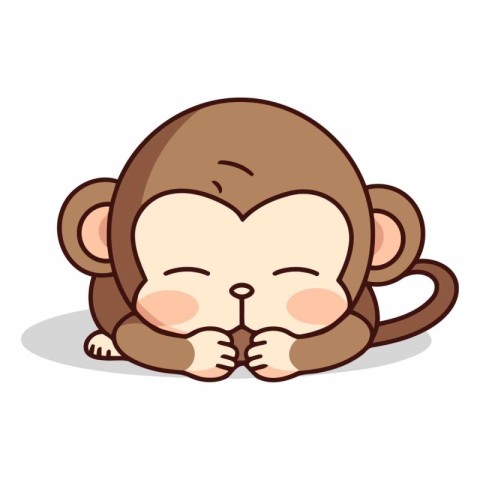 Cute Monkey Face Cartoon Mascot Character Vector Illustration.