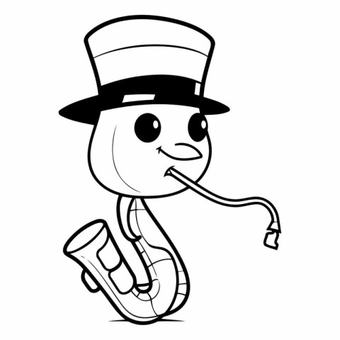 Illustration of a Saxophone Mascot Character Wearing a Hat