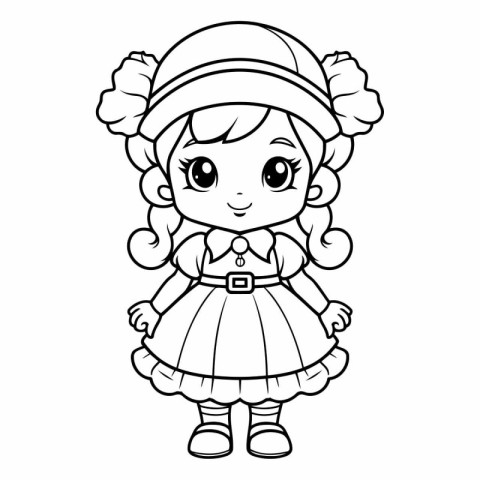 Coloring Page Outline Of Cute Little Girl Wearing Costume