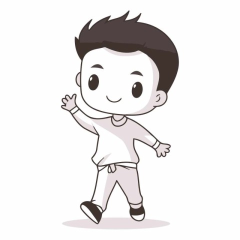 cute little boy running cartoon vector illustration eps10 graphi