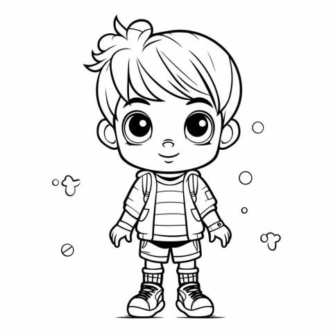 Cute little boy for coloring book. Cartoon style.