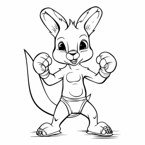 Rabbit Cartoon Mascot Character Vector Illustration. Coloring Bo