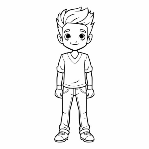 cute little boy with casual clothes cartoon vector illustration