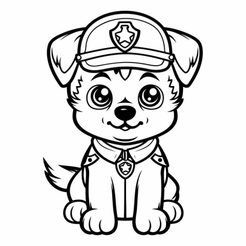 Cute cartoon dog in police uniform. Vector clip art illustration