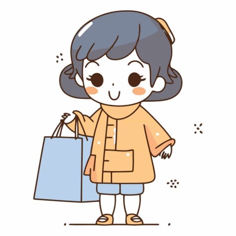 A woman in a brown coat with shopping bags.