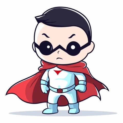 Superhero Boy Cartoon Mascot Character  Vector Illustration.