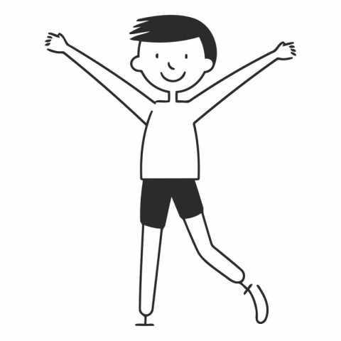 cute little boy with hands up cartoon character vector illustrat