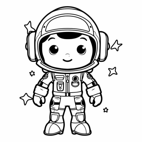 Coloring book for children: astronaut in space suit.