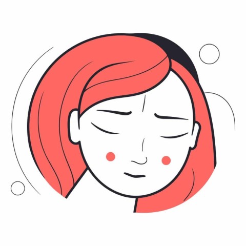 Vector illustration of a girl with red hair in a flat style.