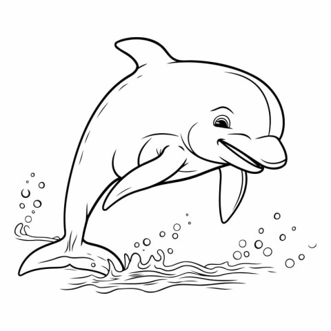 Dolphin jumping out of the water. Coloring book for children