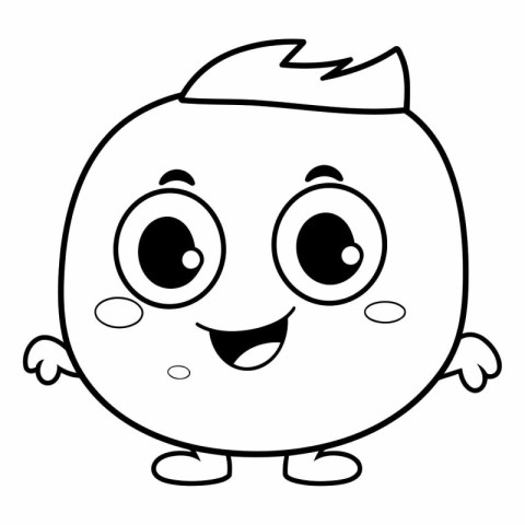 Outlined Smiling Face Cartoon Character With Big Eyes Vector Ill