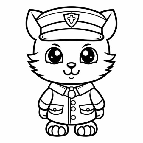 Coloring book for children: cat in uniform (pilot)