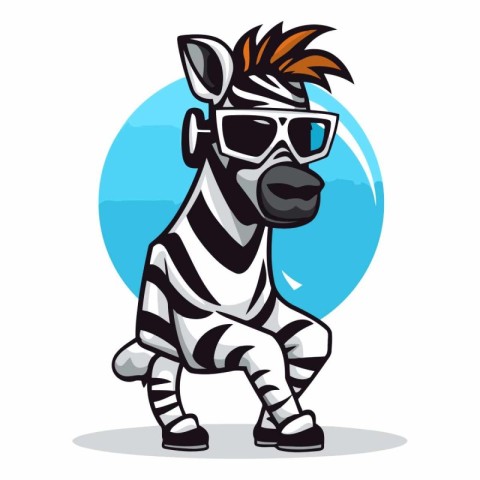 Zebra in sunglasses of a cartoon zebra.