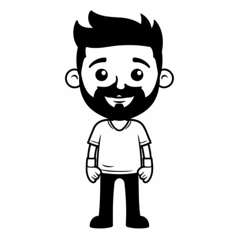 cute man with beard and casual clothes cartoon vector illustrati