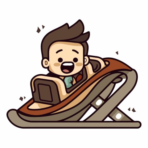 Businessman riding slide - Cartoon Vector IllustrationÃ¯Â»Â