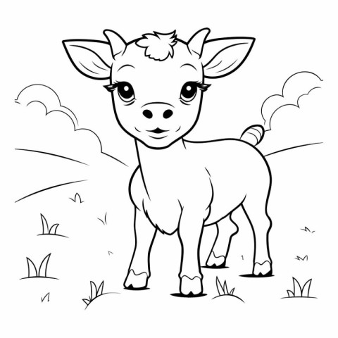 Coloring Page Outline Of a Cute Little Baby Cow.