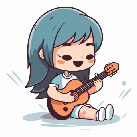 Cute little girl playing ukulele.