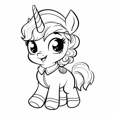 Unicorn - black and white vector illustration for coloring book.