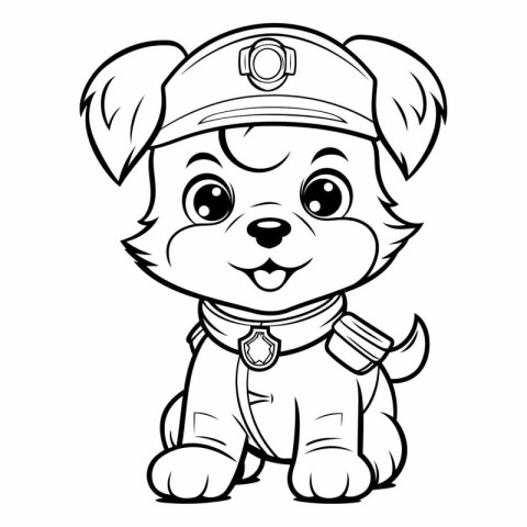 Black and White Cartoon Illustration of Cute Puppy Dog Animal Ch