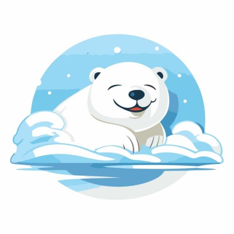 Polar bear on the ice. Cute cartoon character.